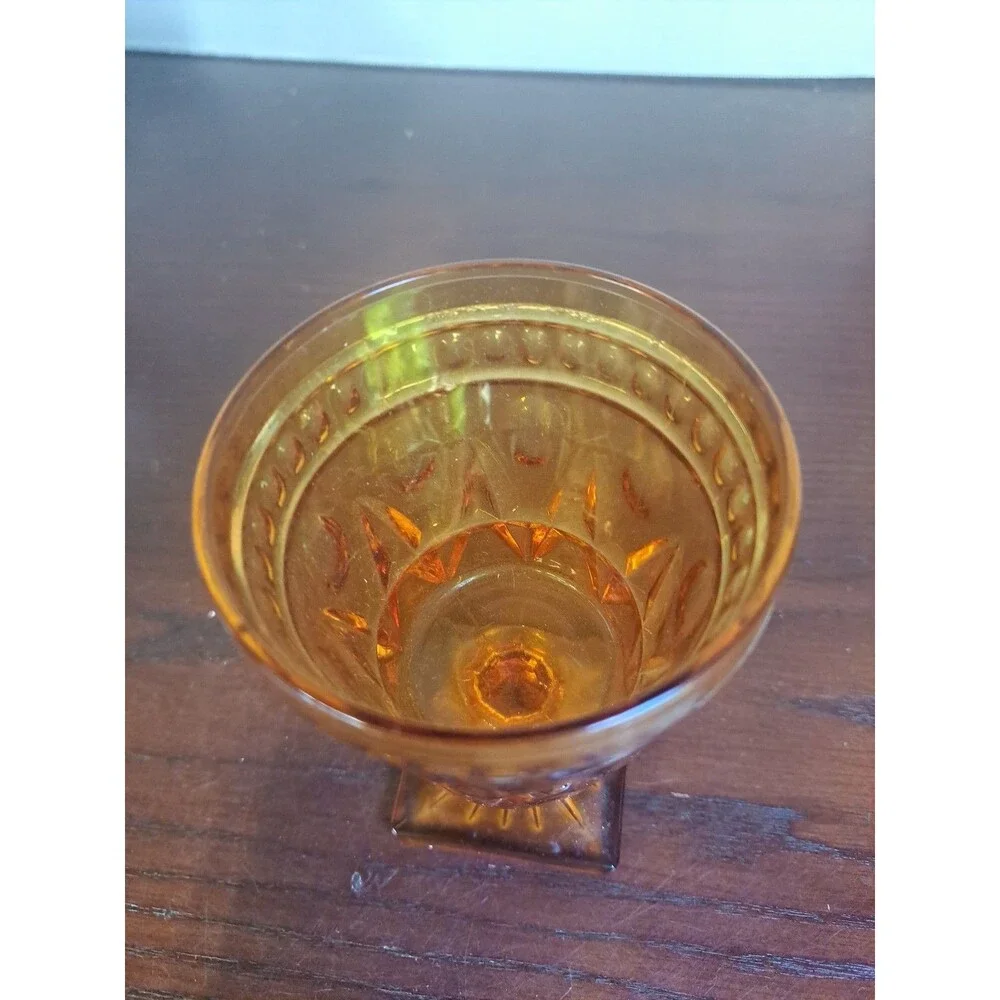 Vintage Indiana Glass Colony Park Lane Amber Water Goblet